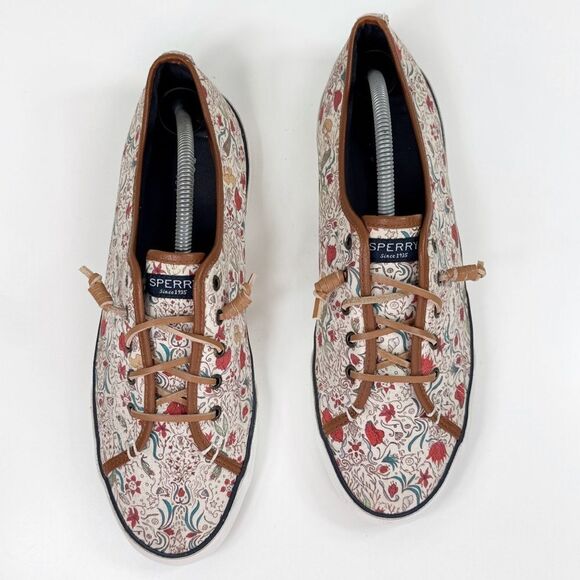 Sperry Mermaids Seashells Canvas Lace Up Sneakers Cream Multi Womens 12 - Picture 4 of 11